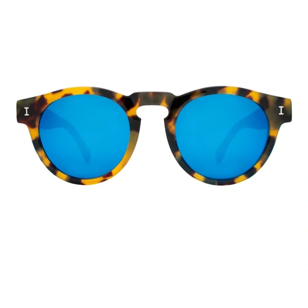 Illesteva Leonard Sunglasses Tortoise Blue Mirror - Picture 2 of 13